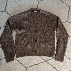 Abercrombie XS Stitch Stitch Short Cardigan Brown Taupe